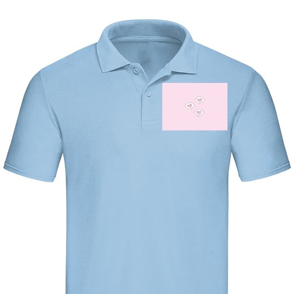 Poloshirt til Voksen | Elegant Poloshirt Hjerter i bobler Lyseblå Medium