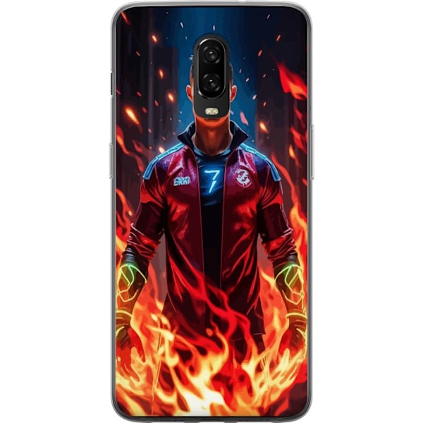 OnePlus 6T Gennemsigtig cover Ronaldo Inferno - fodboldhelt i flammer