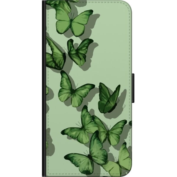 Samsung Galaxy A20s Plånboksfodral Gröna Fjärilar