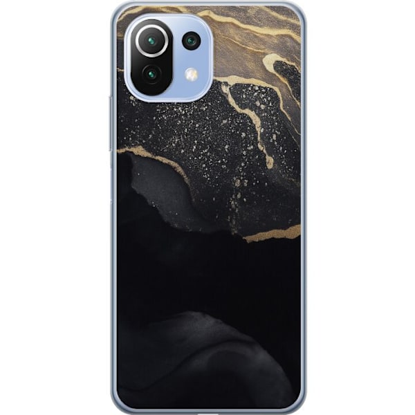 Xiaomi Mi 11 Lite Gennemsigtig cover Sort guld abstrakt