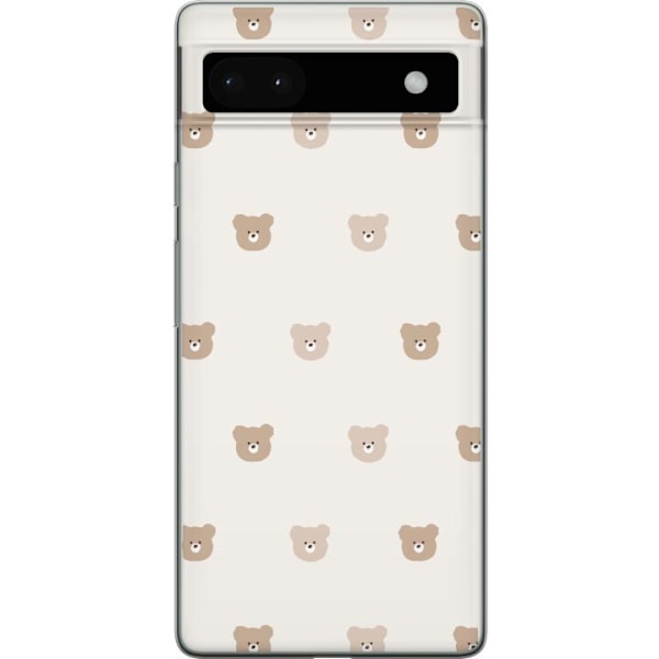 Google Pixel 6a Läpinäkyvä kuori Teddy-tausta - söpöt ted