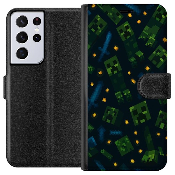Samsung Galaxy S21 Ultra 5G Lompakkokotelo Minecraft Dungeons Mob