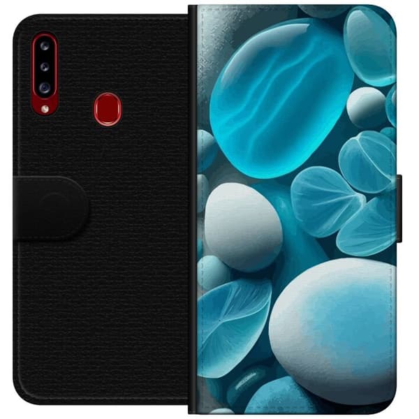 Kompatibelt Plånboksfodral till Samsung Galaxy A20s Glasstenar