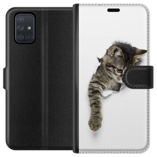 Samsung Galaxy A71 Plånboksfodral Curious Kitten