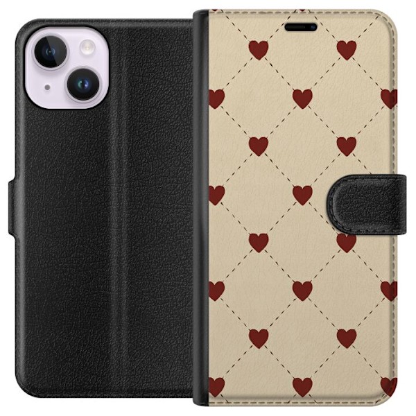 Apple iPhone 14 Plånboksfodral Heart Grid