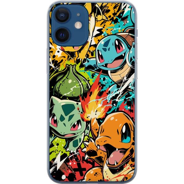 Kompatibelt Mobildeksel til Apple iPhone 12 mini Bulbasaur, Charmander og Squirtle i fargerik graffitiinspirert actiondesign