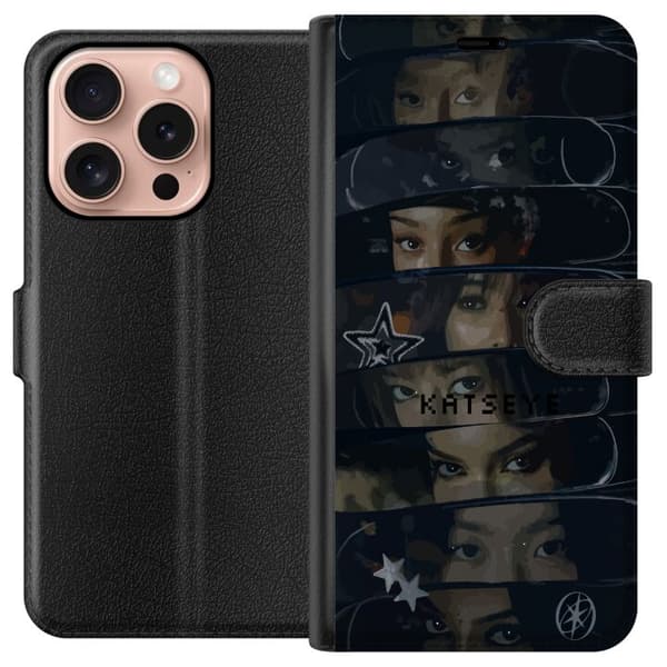 Kompatibel Tegnebogsetui til Apple iPhone 16 Pro KATSEYE sort