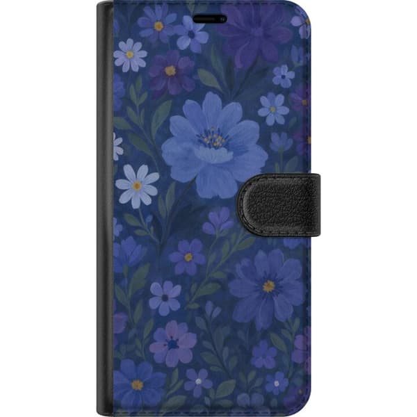 Kompatibelt Plånboksfodral till Apple iPhone 11 Midnattsblommor i djupblå drömsk sommarkväll