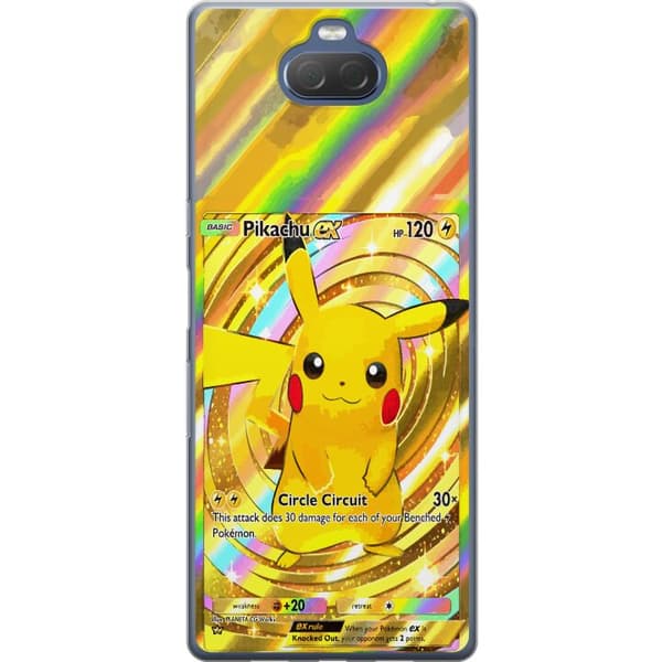 Kompatibelt Mobildeksel til Sony Xperia 10 Plus Gullig Pikachu EX samlebilde med regnbueeffekter gull