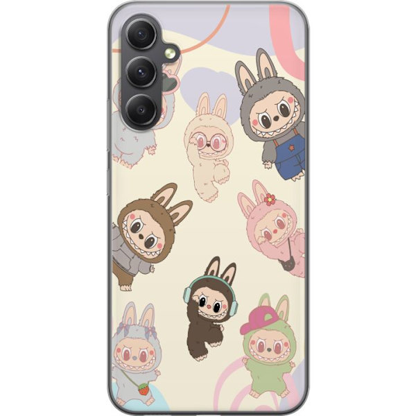 Samsung Galaxy S23 FE Genomskinligt Skal Labubu Pop Mart Kollektion Motiv Figur Samling Design Populärt Art Toy Pop Mart Kreativ Grafiskt