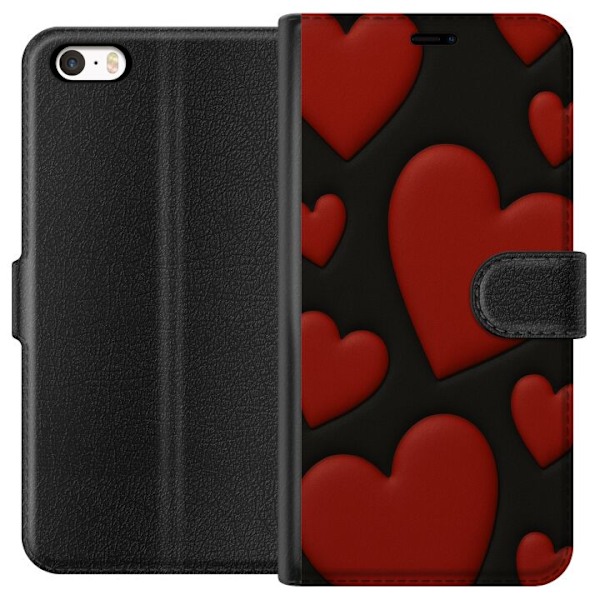 Apple iPhone 5 Plånboksfodral Red Velvet Hearts