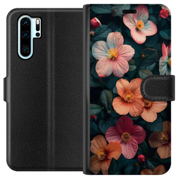 Kompatibelt Lommeboketui til Huawei P30 Pro Blomster