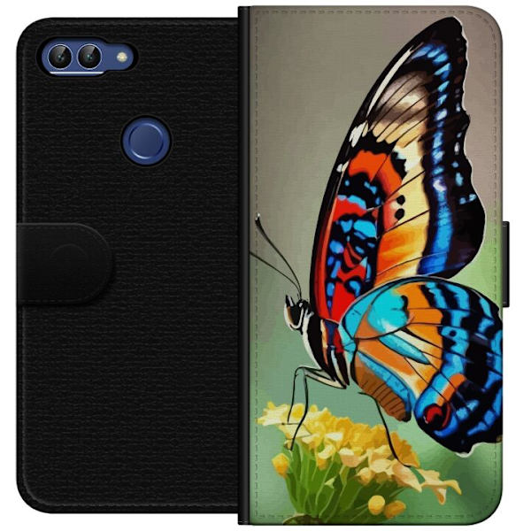 Huawei P smart Plånboksfodral Fjäril Natur Sommar Motiv Vingar Färgstark Design Populär Dekor Grafiskt Exotiskt Tema