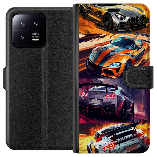 Xiaomi 13 Tegnebogsetui Rallyfeber - fartfyldt motiv med rallybiler