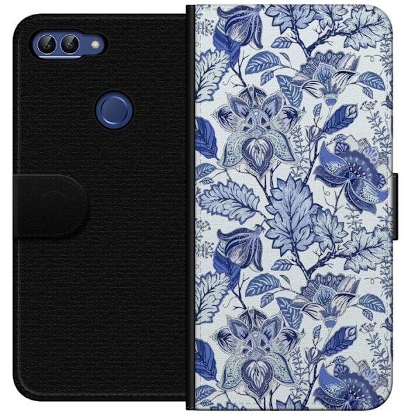 Huawei P smart Tegnebogsetui Blomster Blå...