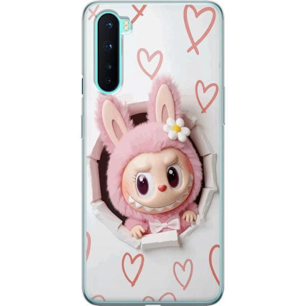 OnePlus Nord Läpinäkyvä kuori Labubu Sydän Taustakuva Pop Mart Rakkausteema Hahmodesign Suosittu Motiivi Keräilytaideteossarja