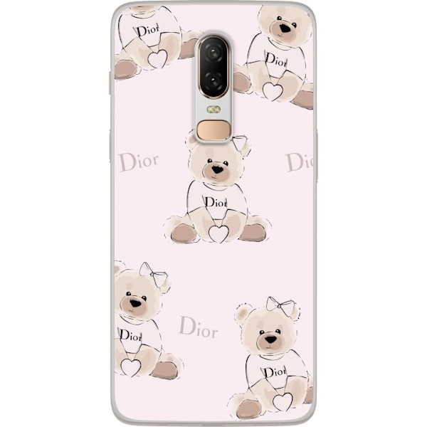 OnePlus 6 Läpinäkyvä kuori Teddy Dior Vibes - ylellinen nal