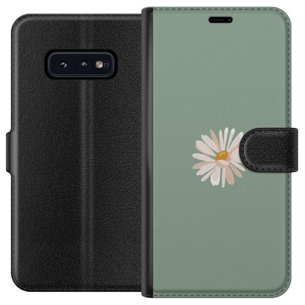 Samsung Galaxy S10e Lompakkokotelo Vihreä Minimalikukka - tyylikäs kukka vihreällä taustalla