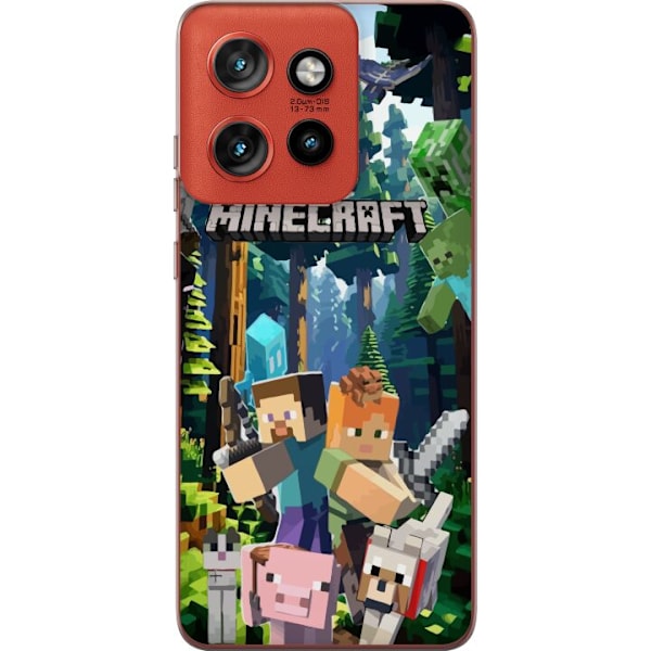 Motorola Edge 50 Neo Läpinäkyvä kuori Minecraft-matkapuhelinkotelo metsällä ja pikselityylisillä hahmoilla
