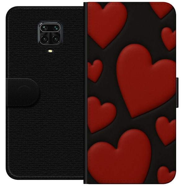 Xiaomi Redmi Note 9 Pro Lompakkokotelo Punaiset Samettisydämet