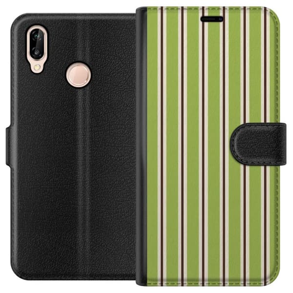 Kompatibelt Plånboksfodral till Huawei P20 lite Matcha Stripe grön