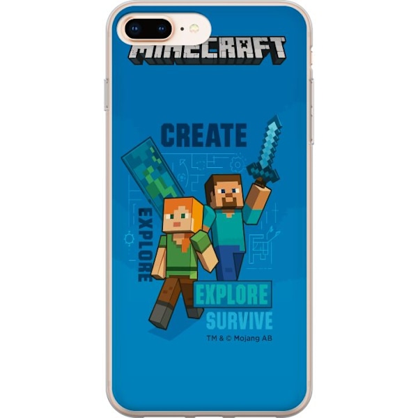 Apple iPhone 8 Plus Läpinäkyvä kuori Minecraft Luolastot