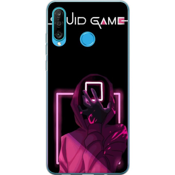 Huawei P30 lite Genomskinligt Skal Squid Game Tema Populär Serie Motiv Grafiskt Ikoniskt Design Asiatisk Popkultur Spänning Drama