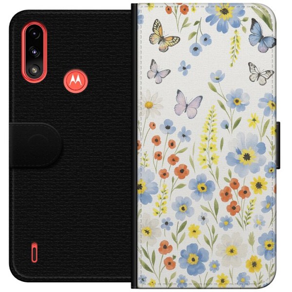 Motorola Moto E7 Power Tegnebogsetui Sommerblomster
