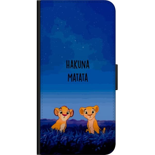 Kompatibel Tegnebogsetui til Nokia 5.4 Tegnede løveunger under en blå stjernehimmel med Hakuna Matata-tekst blå