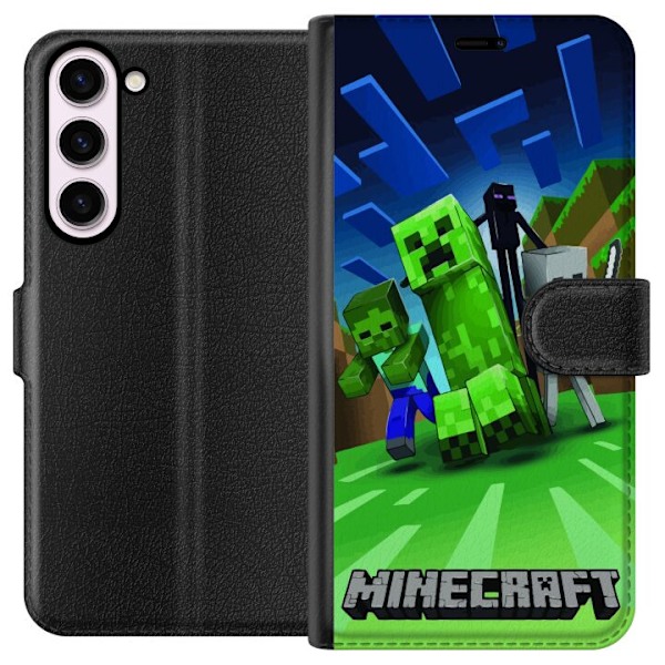 Samsung Galaxy S23+ Plånboksfodral Minecraft Creeper mobilskal i klassisk grön pixelstil