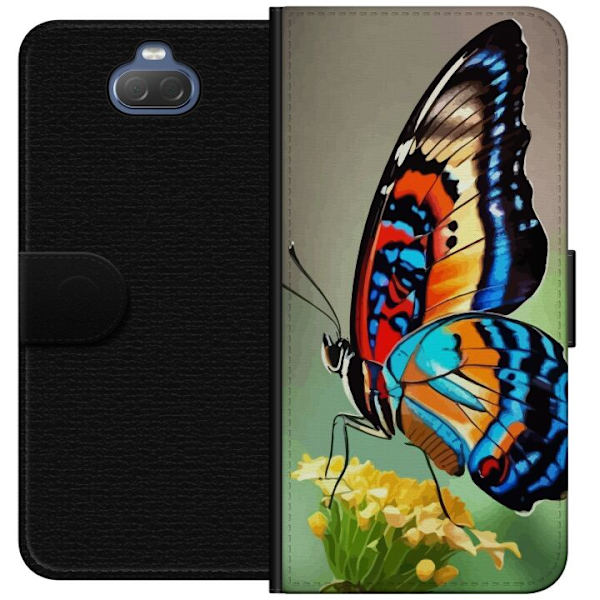 Sony Xperia 10 Plus Plånboksfodral Fjäril Natur Sommar Motiv Vingar Färgstark Design Populär Dekor Grafiskt Exotiskt Tema