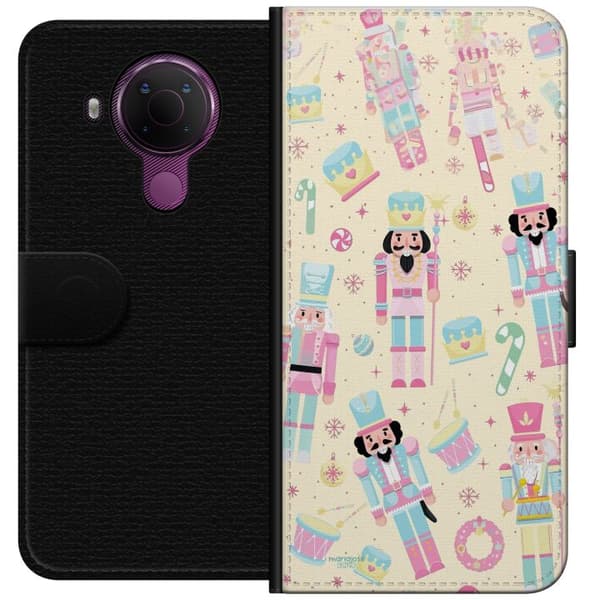 Kompatibel Tegnebogsetui til Nokia 5.4 Jul pink
