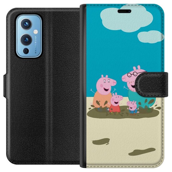 OnePlus 9 Tegnebogsetui Greta Gris Familie Georg Mudderpøl Børnemotiv Serie Populær Børnekarakter Glæde