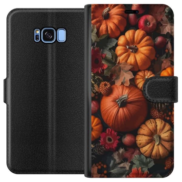Kompatibelt Lommeboketui til Samsung Galaxy S8 Gresskarhøst høst plakat høst halloween gresskar epler blomster høstsesong rustikk dekor design