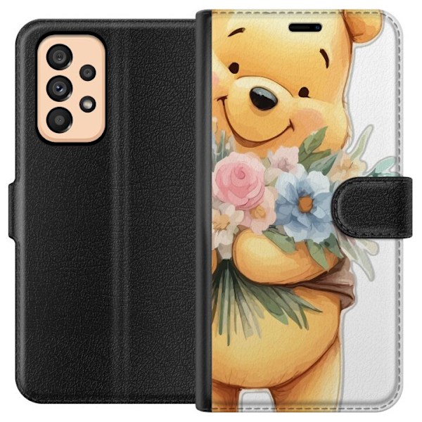 Samsung Galaxy A53 5G Tegnebogsetui Nalle Puh med blomster - klassisk børnefavorit i en blomstrende forårs miljø