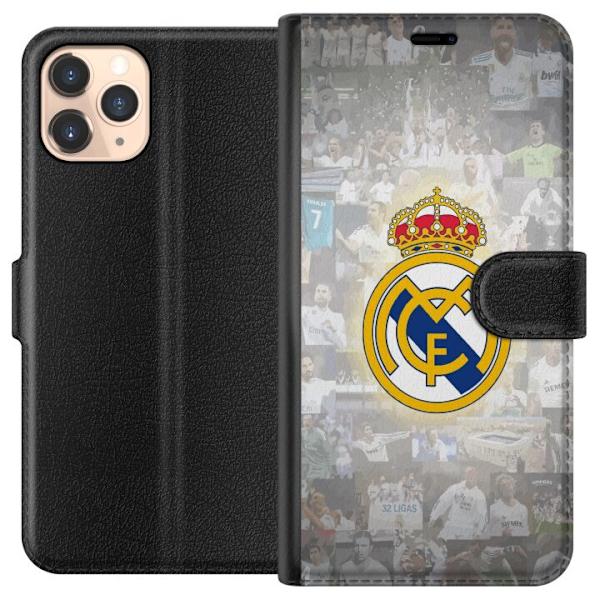 Apple iPhone 11 Pro Plånboksfodral Real Madrid Emblem Fotboll Klubbmärke Vit Guld Design Champions League Mästare La Liga Fans Ikoniskt
