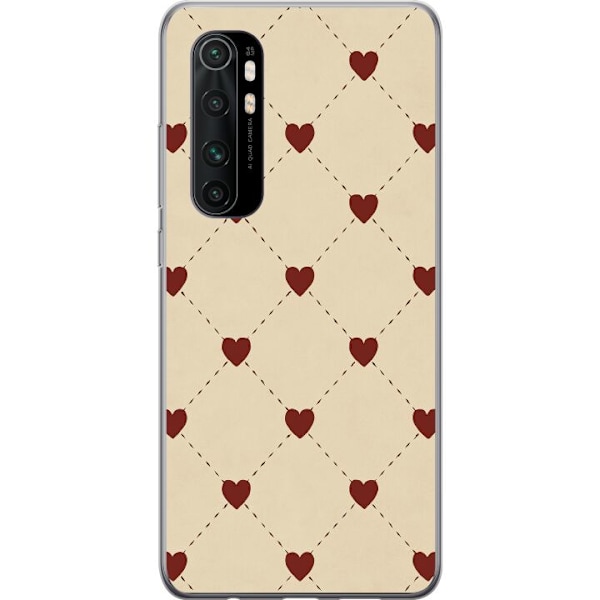 Xiaomi Mi Note 10 Lite Genomskinligt Skal Heart Grid