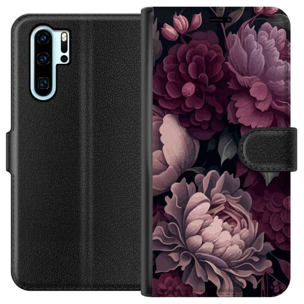 Kompatibel Tegnebogsetui til Huawei P30 Pro Blommor