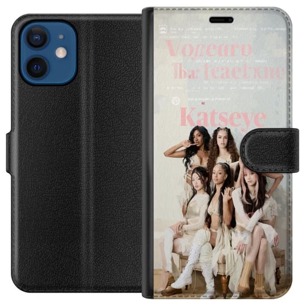 Kompatibelt Plånboksfodral till Apple iPhone 12 KATSEYE elegant grupporträtt beige