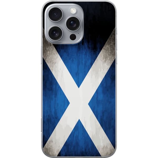 Kompatibelt Mobildeksel til Apple iPhone 16 Pro Max Skottlands flagg med grunge effekt og blå hvit design blå