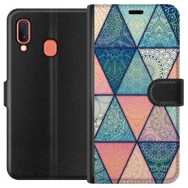 Samsung Galaxy A20e Lompakkokotelo Mandala Kolmiot