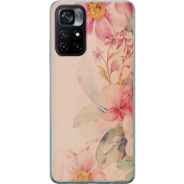 Xiaomi Poco M4 Pro 5G Gennemsigtig cover Farverige Blomster