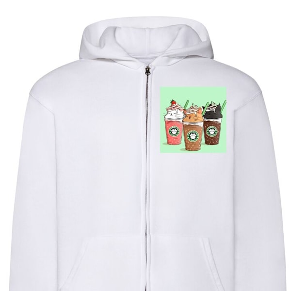Zip-Hoodie | Hættetrøje med Lynlås til Voksne Catpuccino hvid L