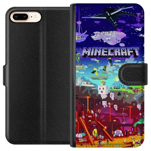 Kompatibel Tegnebogsetui til Apple iPhone 8 Plus MineCraft