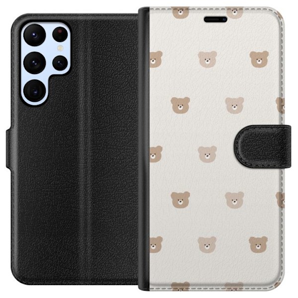 Samsung Galaxy S24 Ultra Tegnebogsetui Teddybaggrund - søde teddybjørne mod en blød baggrund