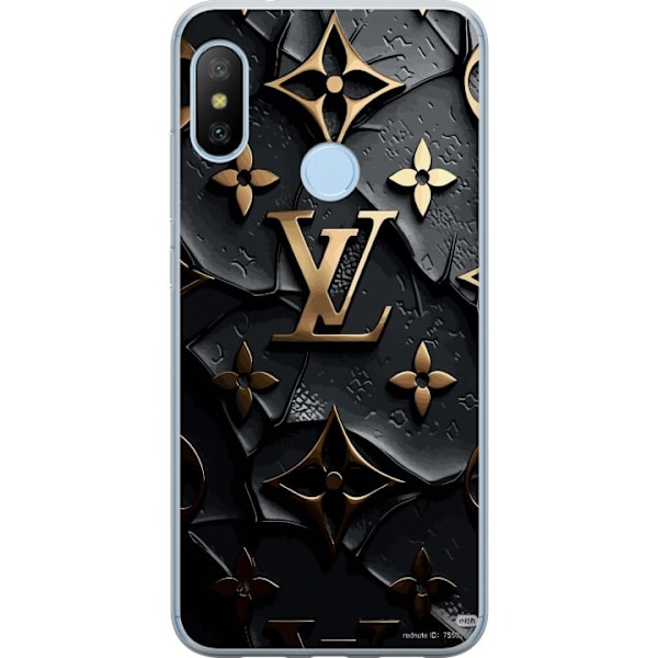 Xiaomi Mi A2 Lite Läpinäkyvä kuori Louis Vuitton Tumma tila Suunnittelu Musta Ylellisyys Tyyli Muoti Suosittu Graafinen Kuvio Muotisymboli Luksusbr