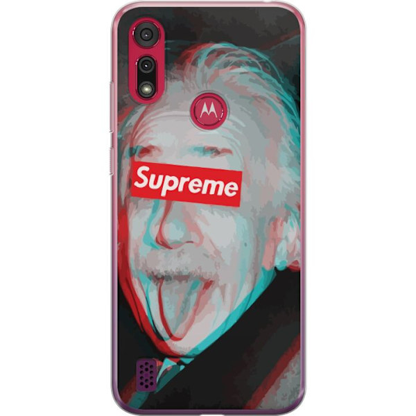 Motorola Moto E6s (2020) Läpinäkyvä kuori Supreme Albert Einstein 3D Motiivi Katumuoti Suunnittelu Suosittu Tiede Ikoni Kaupunkitaide