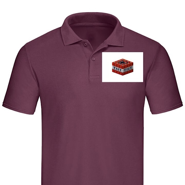 Poloshirt til Voksen | Elegant Poloshirt Minecraft TNT Bordeaux Stor