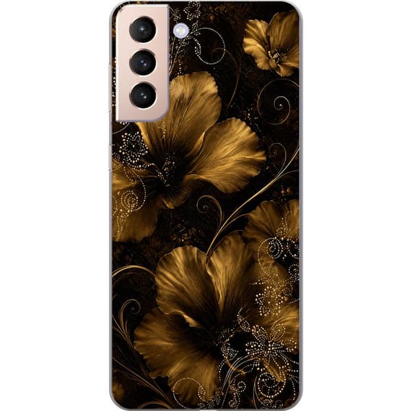 Kompatibel Mobilcover til Samsung Galaxy S21 Gylden Noir-blomstring sort