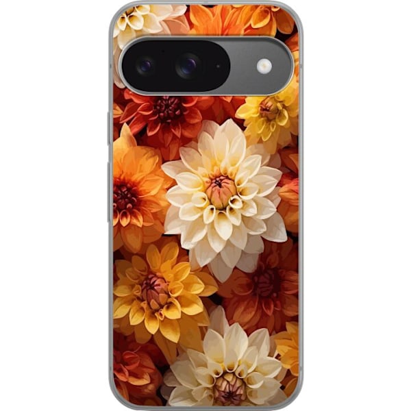 Google Pixel 9 Gennemsigtig cover Orange Blomster